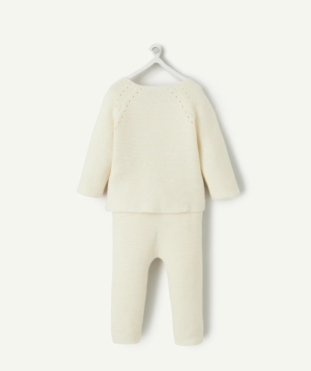 ENSEMBLE EN MAILLE DE COTON BIO ÉCRU