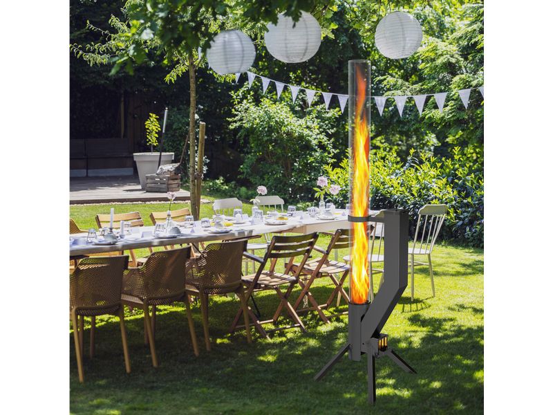 Gardenflare Klassik Feuerrohr Edelstahl Schwarz Pellet-Fackel für den Aussenbereich
