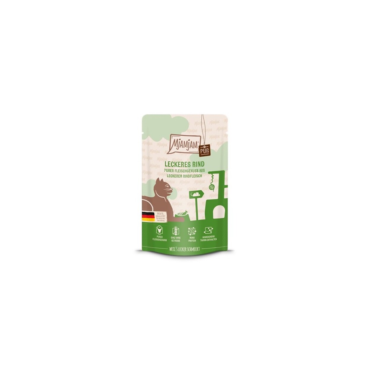 MjAMjAM Nassfutter Katze Adult, Quetschie Purer Fleischgenuss, Rind 12x125 g