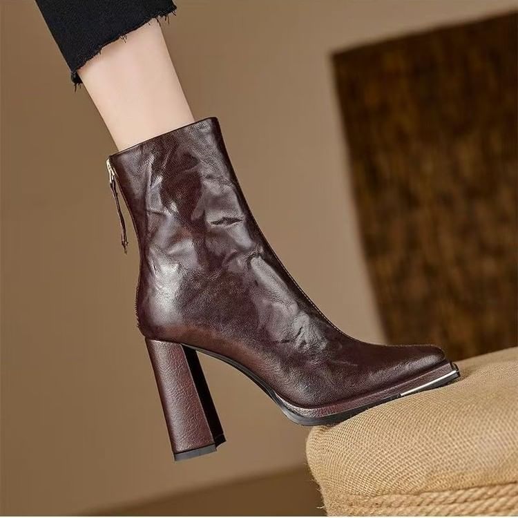 Vindler - Chunky Heel Plain Korte Laarzen
