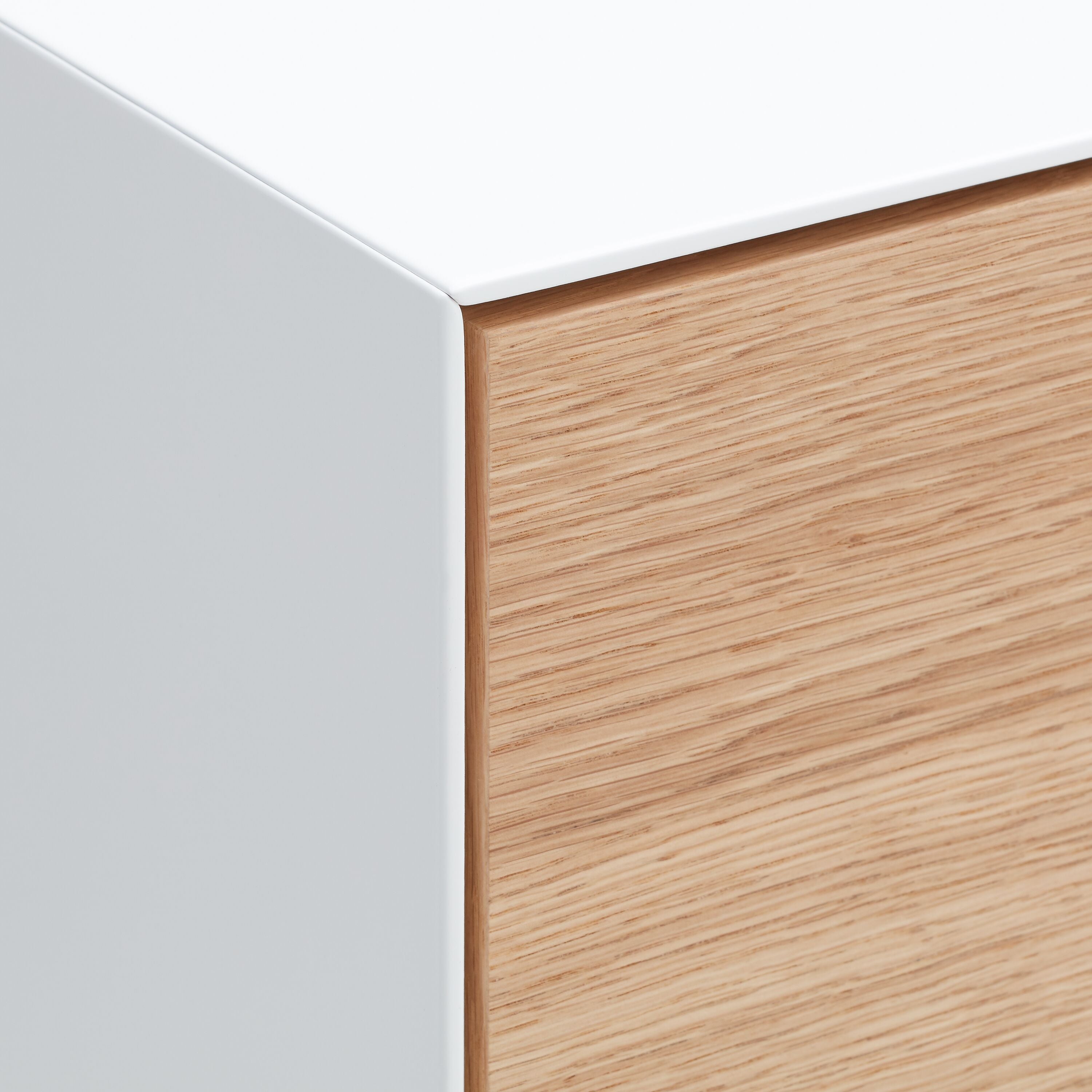 LUX Sideboard - Weiss / Eiche / B: 180.0 cm x T: 46.0 cm x H: 74.5 cm