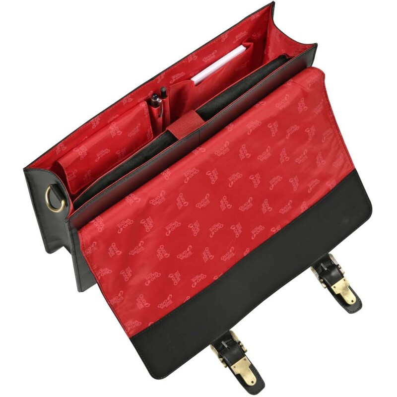 Quo Vadis - Sacoche cartable - Rangers - Noir - 38x28,5x5 cm - Cuir pleine fleur de buffle - 3 compartiment(s)