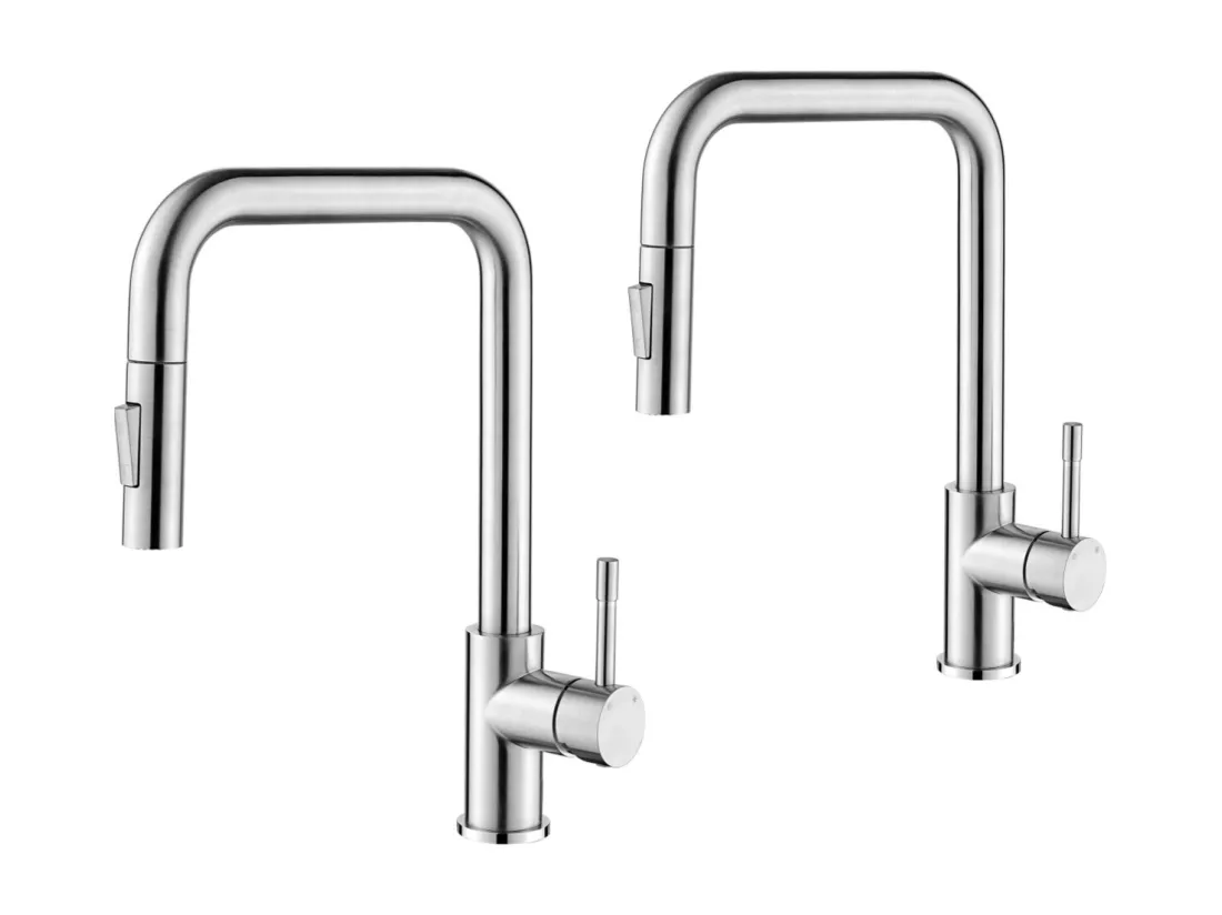 2PCS Cecipa MAX Mitigeur avec Douchette Extractible Brossé Mitigeur de Cuisine avec Douchette Extractible Mitigeur Évier avec 2 Modes de Sortie D'eau