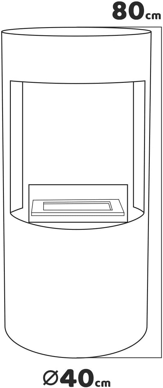 Frankystar Giulio Cesare – Bodenkamin Ø40 x 80 cm, Design für den Innenbereich, aus Edelstahl, Schwarz