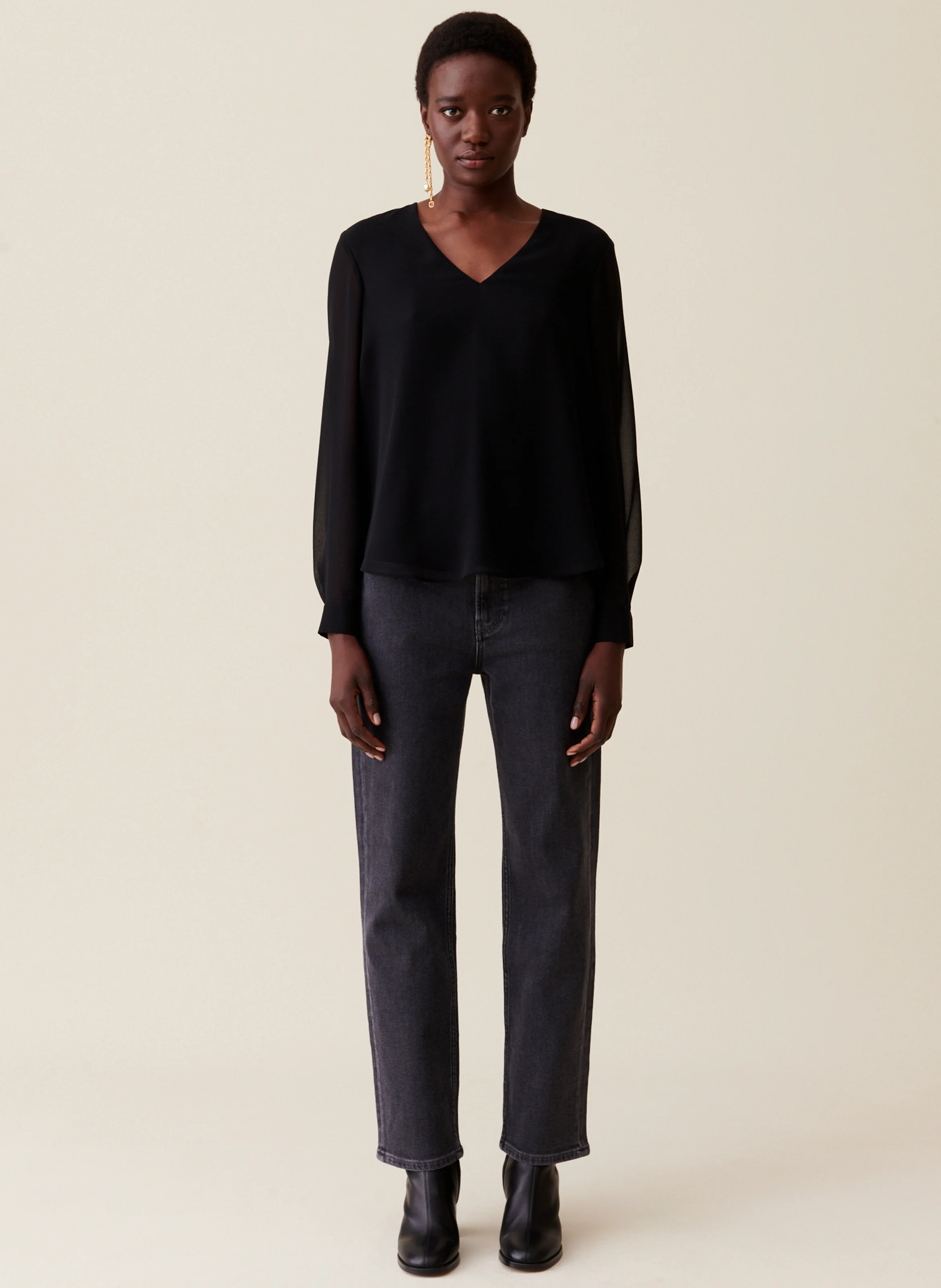 Blouse fluide transparente | Noir