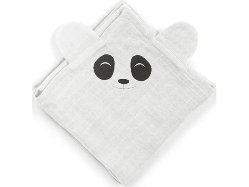 Nuuroo nuuroo - 2 økologiske muslinbleer PANDA Hvid 70 x 70 cm