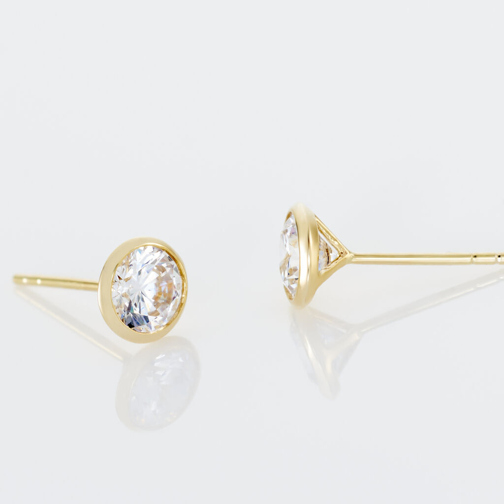 Boucles D'oreilles Puces Daria Serti Clos Or Jaune Oxyde De Zirconium