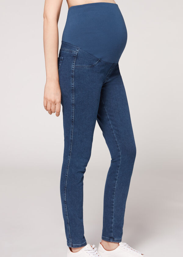 Calças legging de ganga para gestantes