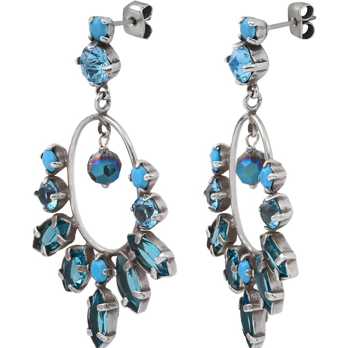 Boucles d'oreilles Sparkles - Métal argenté & cristaux