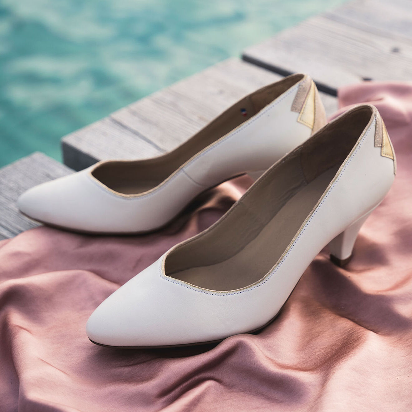 Bocage Escarpins en Cuir Izold blancs - Talon 6 cm
