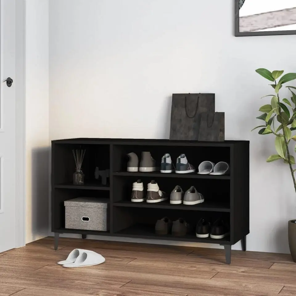 vidaXL - Schoenenrek - Zwart - Bewerkt hout