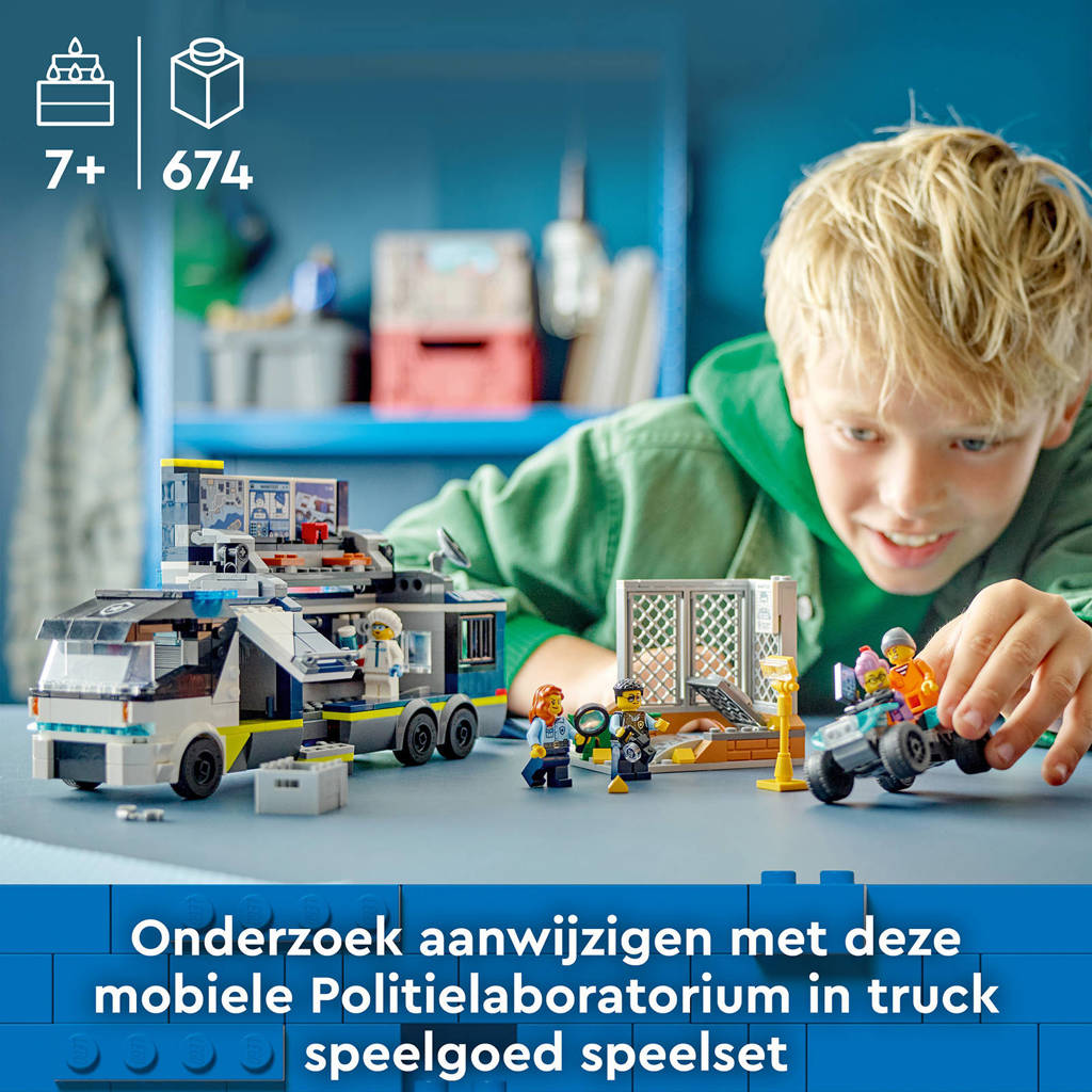Een leuke set met veel speelmogelijkhedenPolitielaboratorium in truck Politie Speelgoed voor Kinderen vanaf 7 jaar 60418