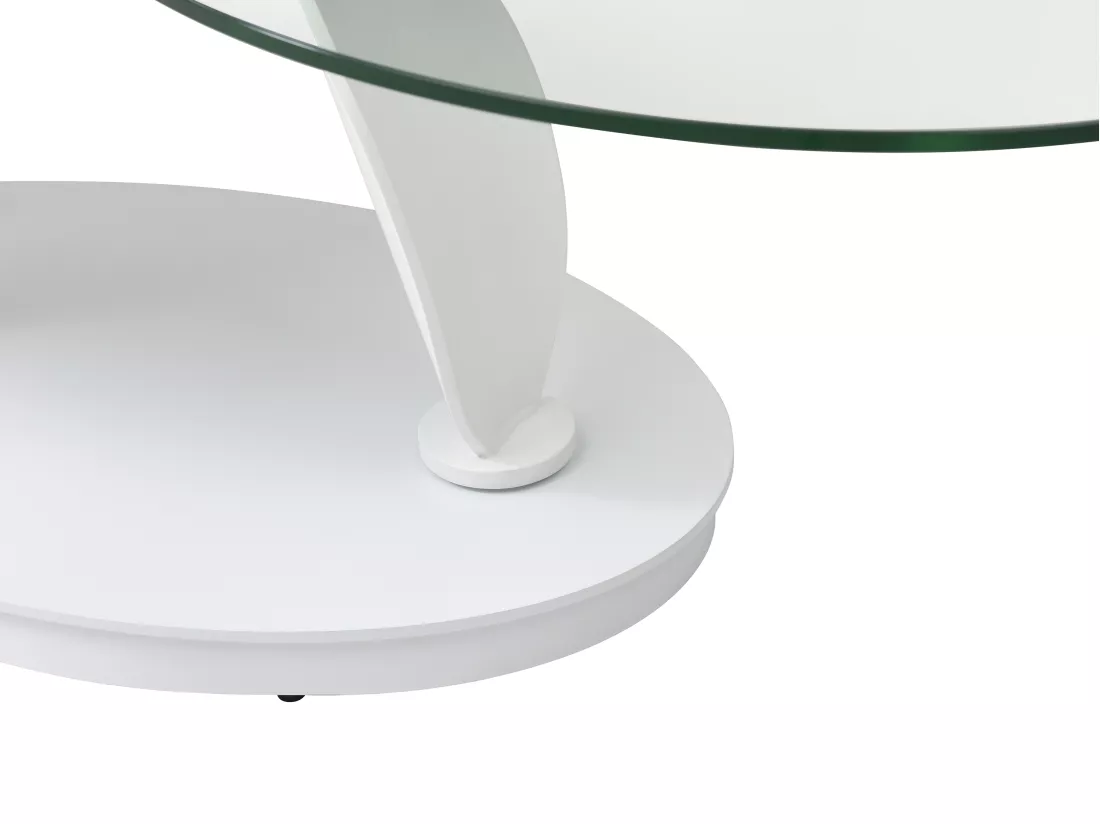 Table basse avec plateaux pivotants en céramique, verre trempé et métal - Effet marbre blanc - MANEYA de Maison Céphy