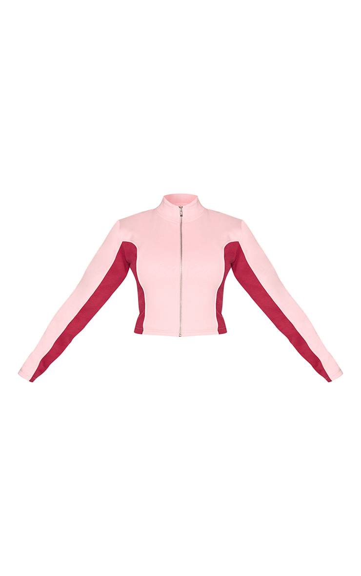 Rose Sweat À Casynthétiqueche Zippé Shape Avec Empiècements Latéraux Contrastants