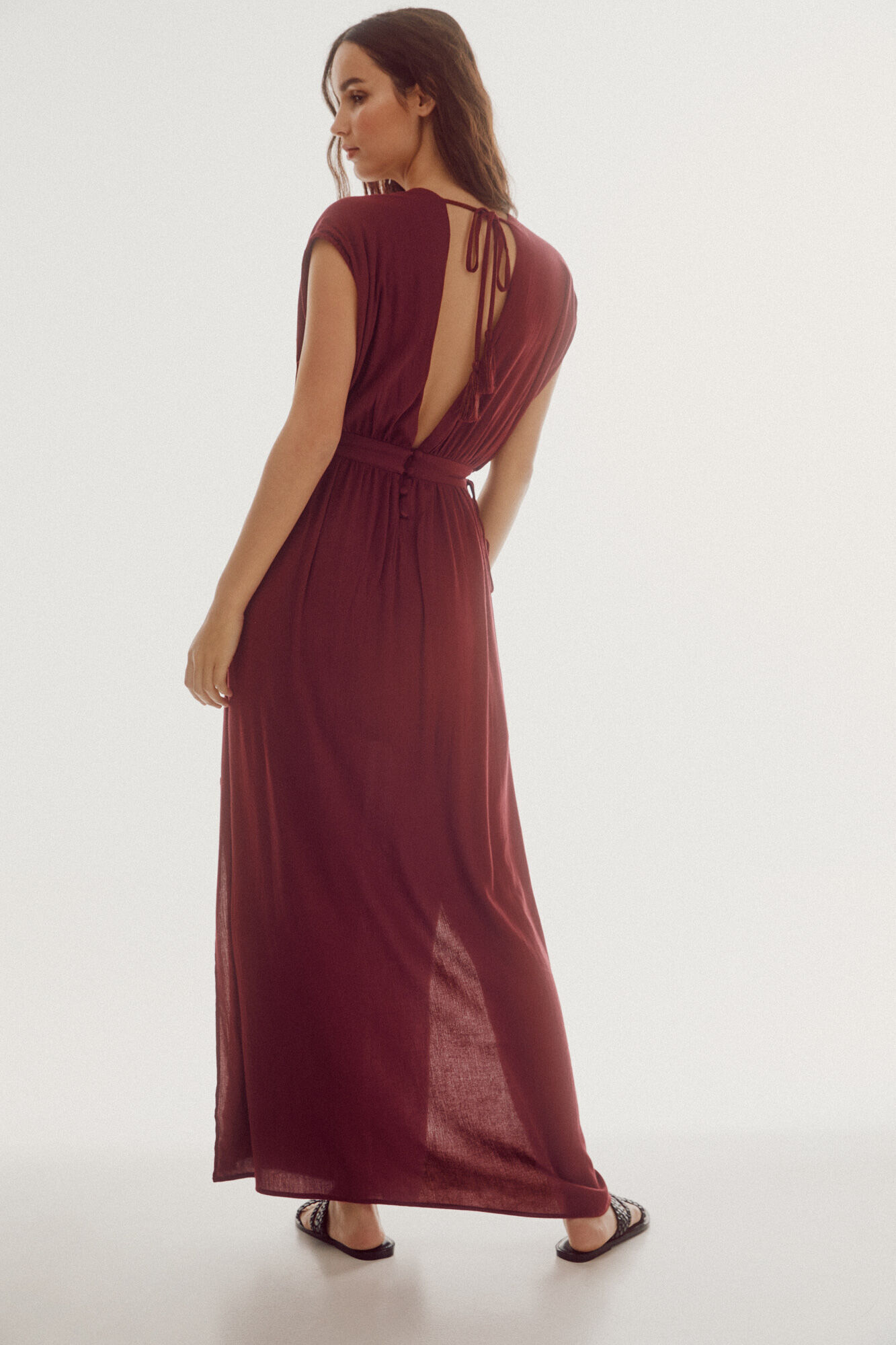 Vestido bordado abalorios - Vinho
