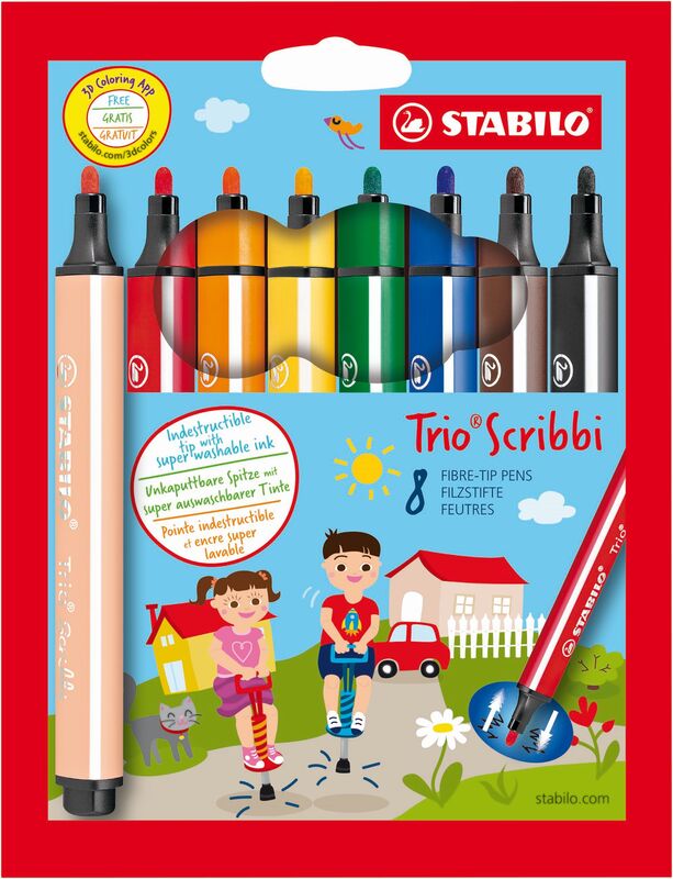 Stabilo Filzstifte Trio Scribbi, 8 Stück, assortiert
