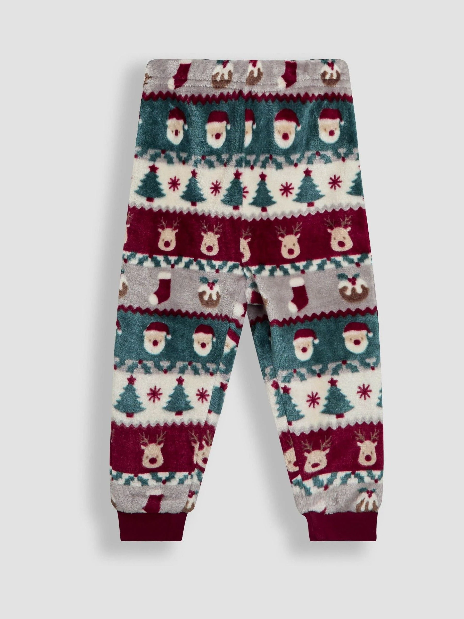 JoJo Maman Bébé Christmas Fairisle Print Fleece Pyjamas