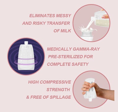 Beemoo CARE Brystmelkposer 180 ml 30-Pakk
