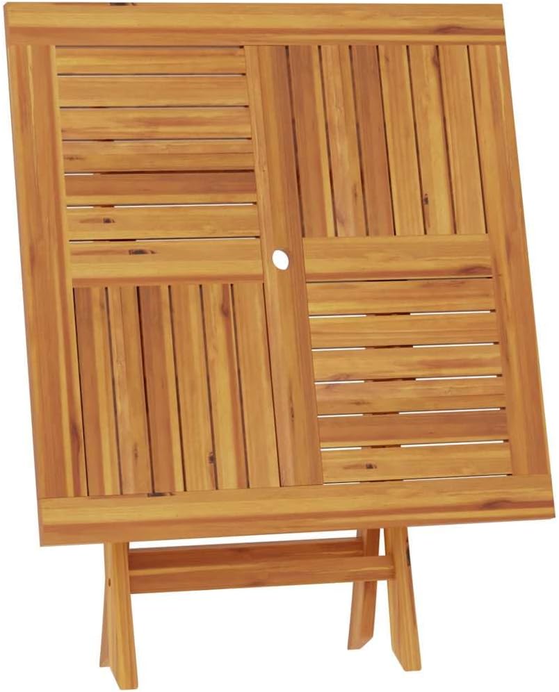 vidaXL Teak Massiv Gartentisch mit Schirmloch Klappbar Balkontisch Holztisch Esstisch Klapptisch Terrassentisch Gartenmöbel Tisch 85x85x76cm