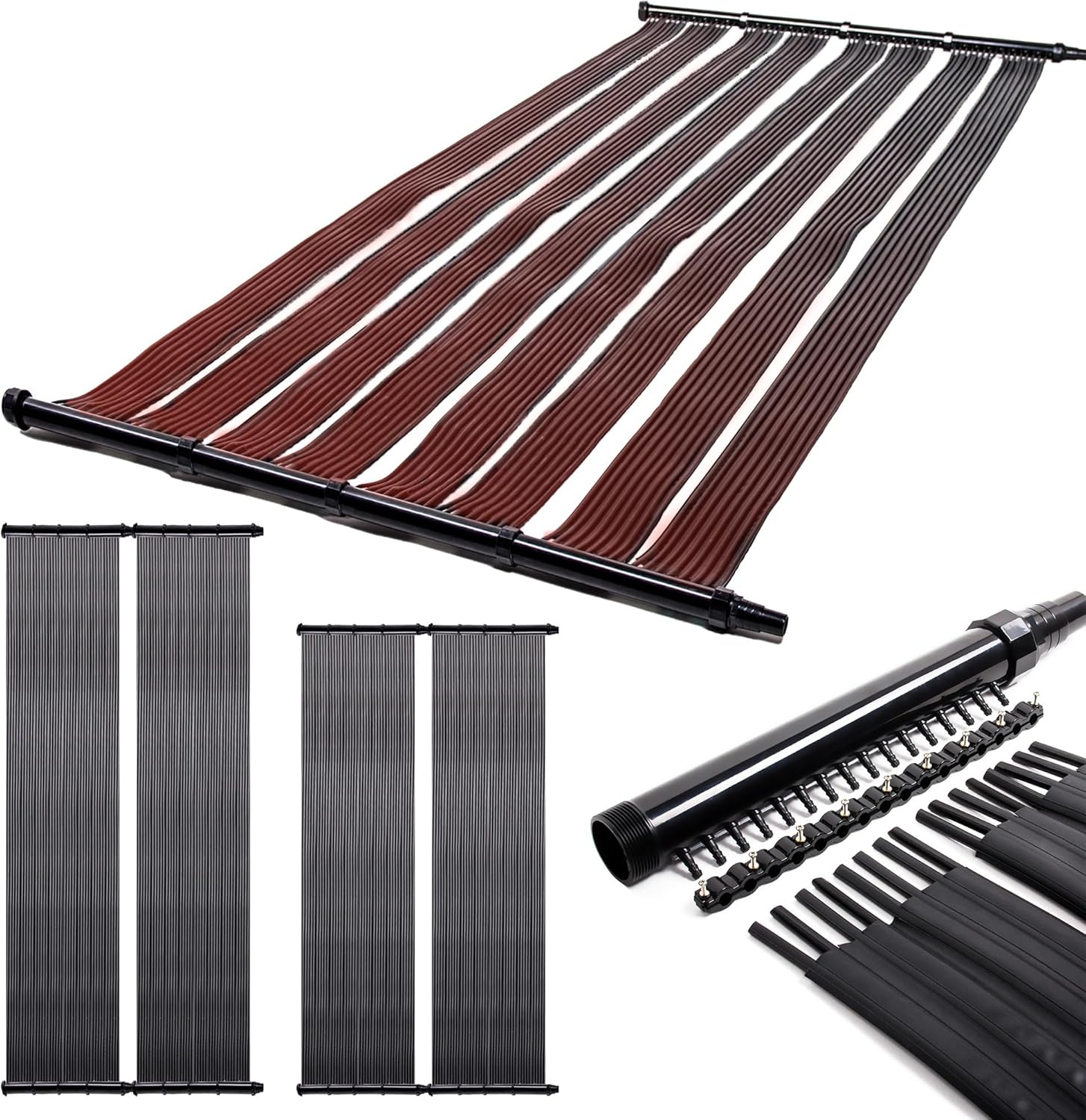 Poolheizung Solar Solarheizung Solarkollektor Solarmatte Solarabsorber Warmwasser Heizung Schwimmnadheizung 600cm x 70cm mit Bypass Pro 50mm