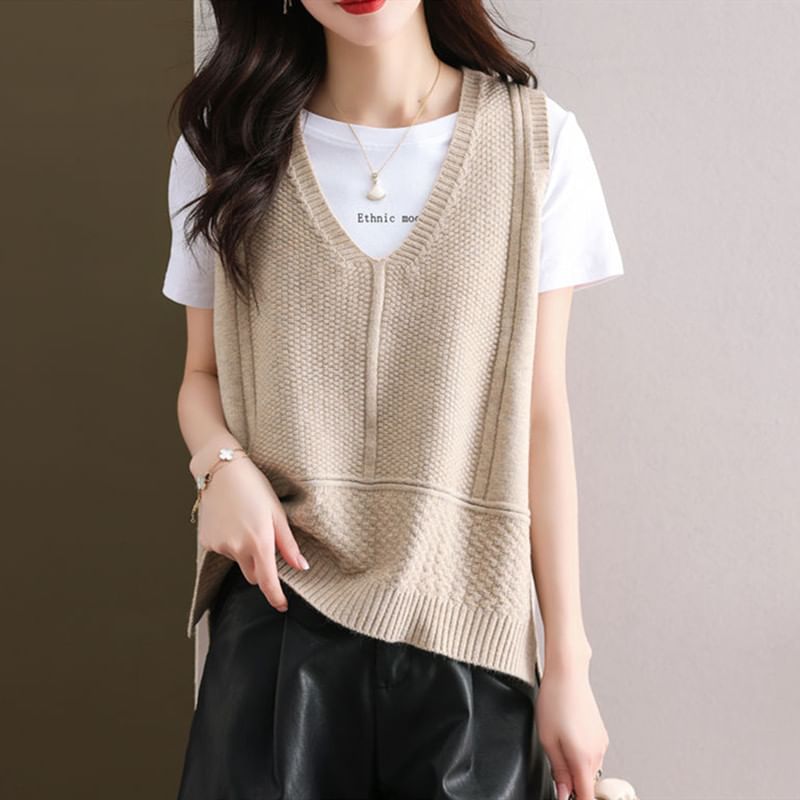 Yupina - V-hals effen trui-vest