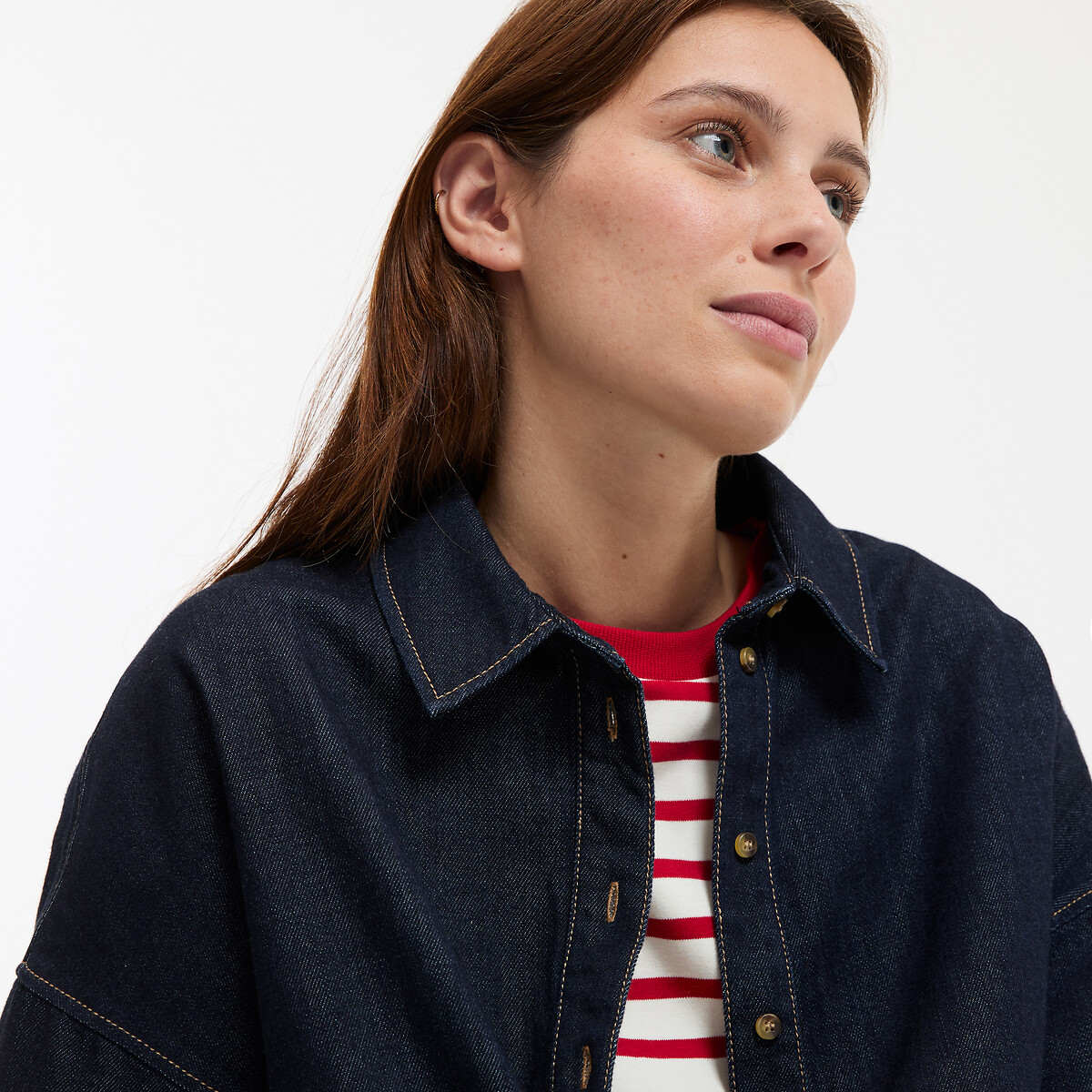 COLEÇÕES LA REDOUTE<br>Camisa jeans, Assinatura APOLLINE