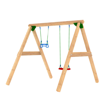 Speeltoestel Jungle Gym met dubbele schommel van grenenhout