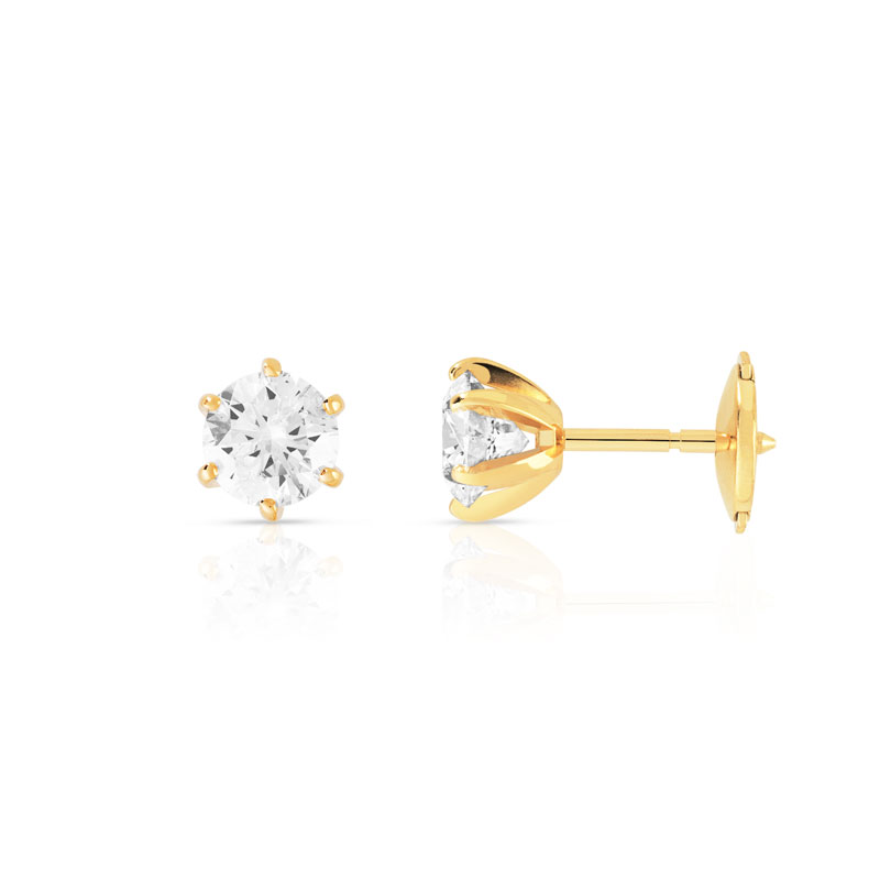 Boucles d'oreilles or 750 jaune diamant