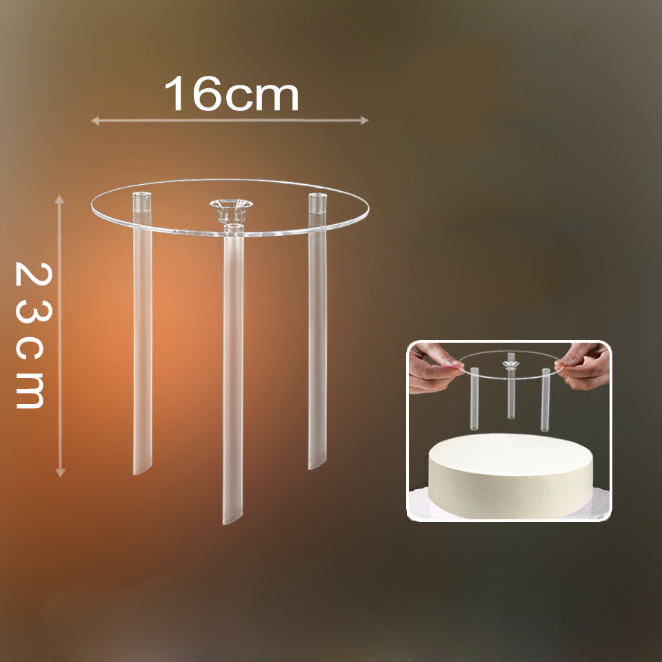 (Ø16x23cm) Torten Stütze Kuchen Dübelstange Basis Platte für Mehrstöckige Torten - Transparent