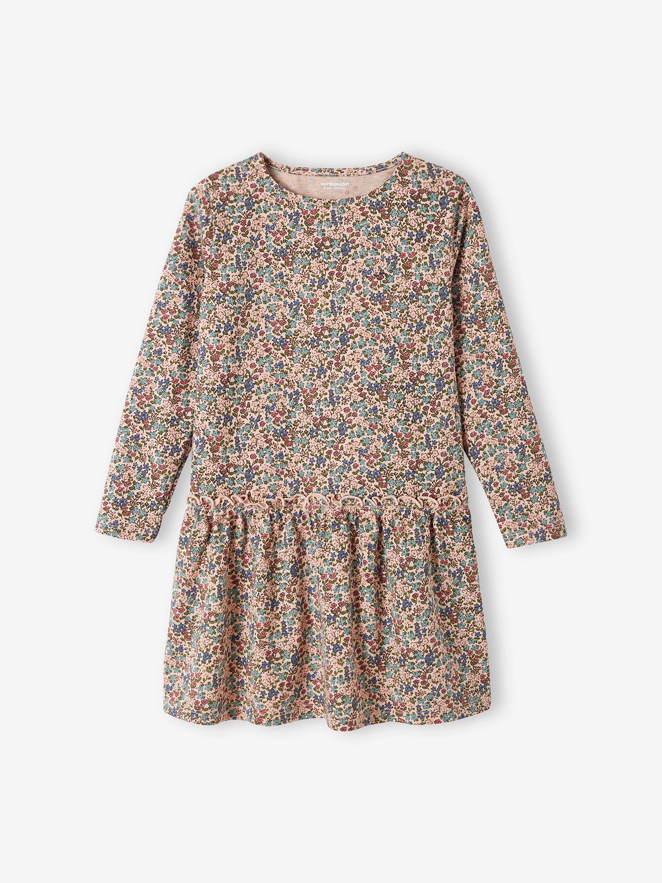 Vestido rosa estampado para meninas