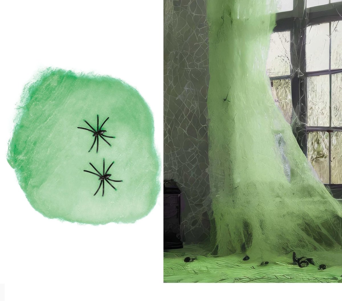 Spinnenweb Groen met 4 Spinnen 60gr