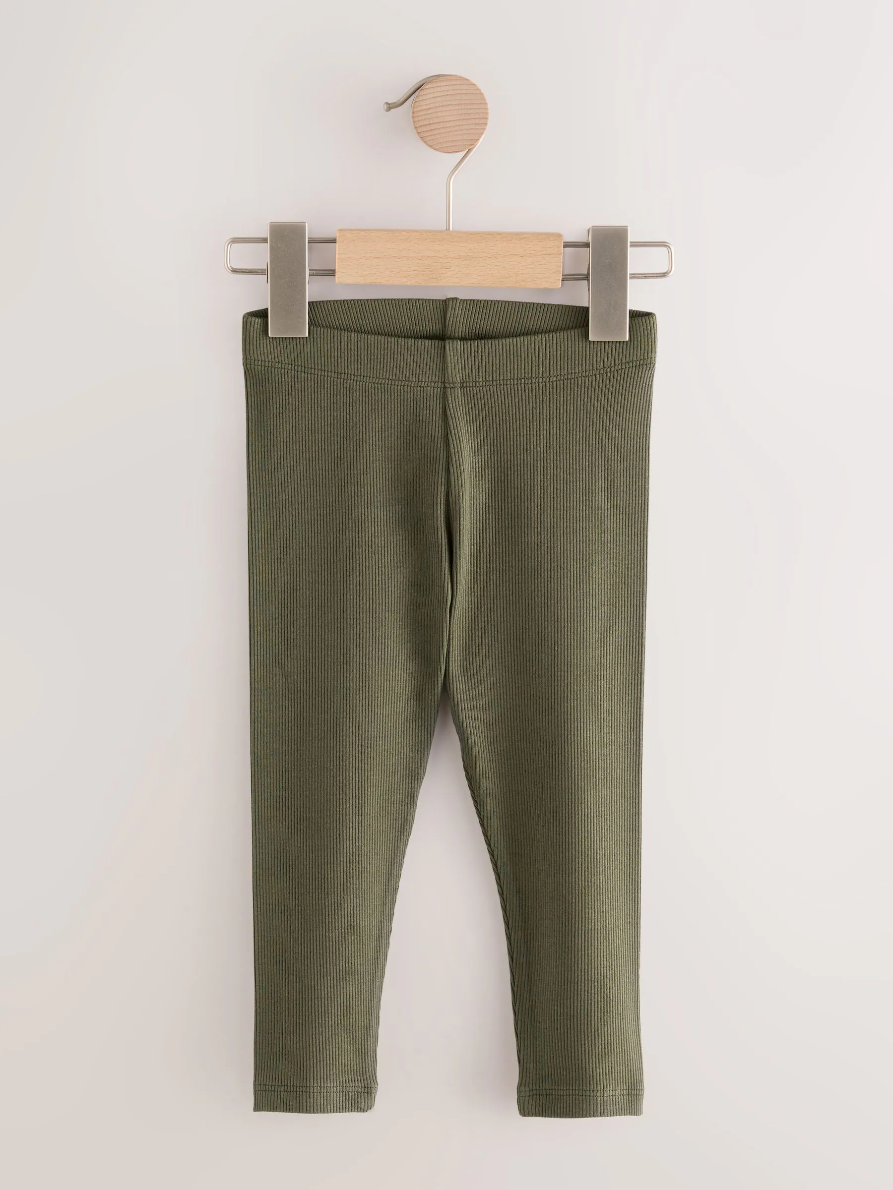 Zwart/Wit/Khaki groen - Verpakking van 5 geribbelde Leggings (3mnd -7jr)