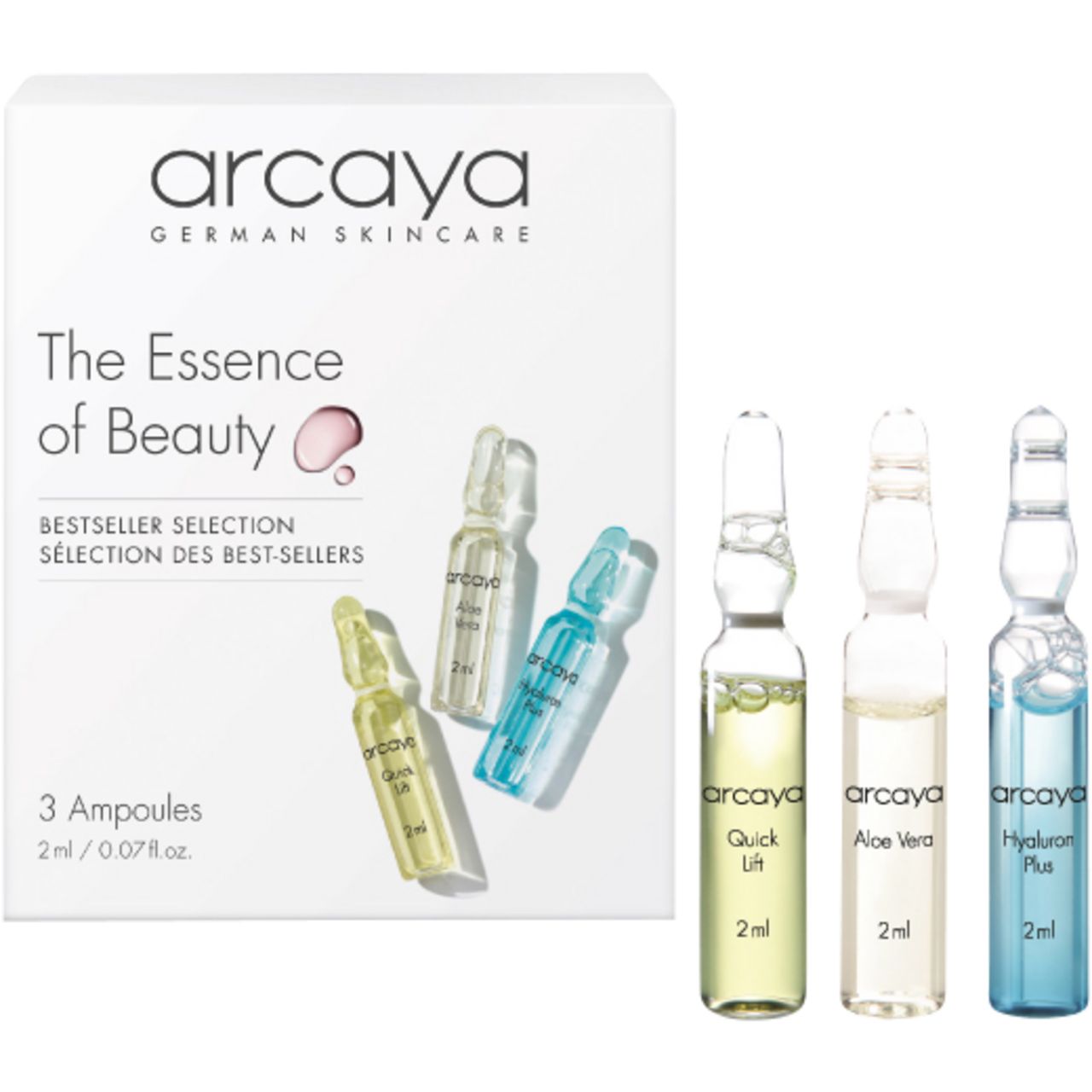 Arcaya, The Essence of Beauty Ampullen Set = Aloe Vera 2 ml + Quick Lift 2 ml + Hyaluron + 2 ml