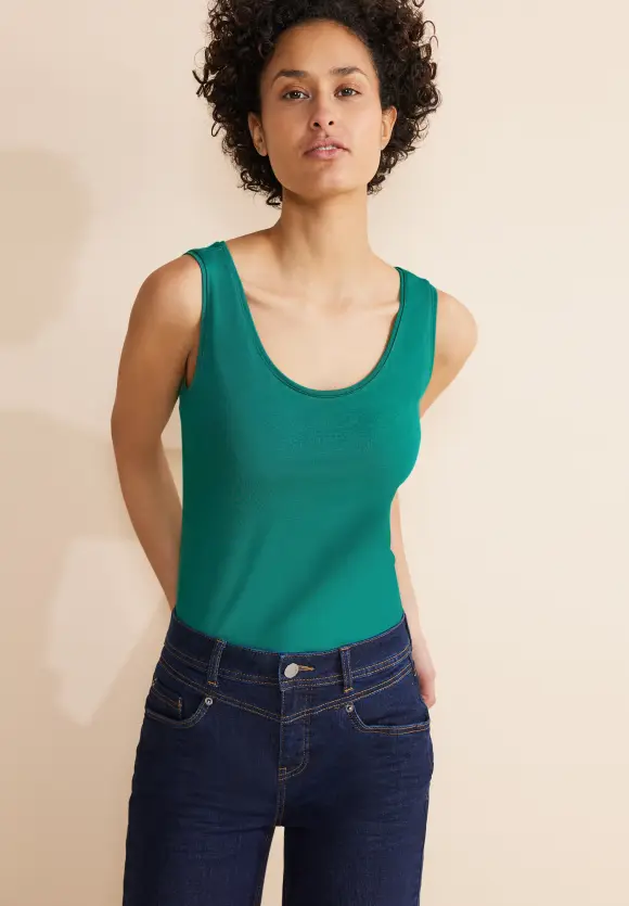 Basic Top in Unifarbe - intense aqua