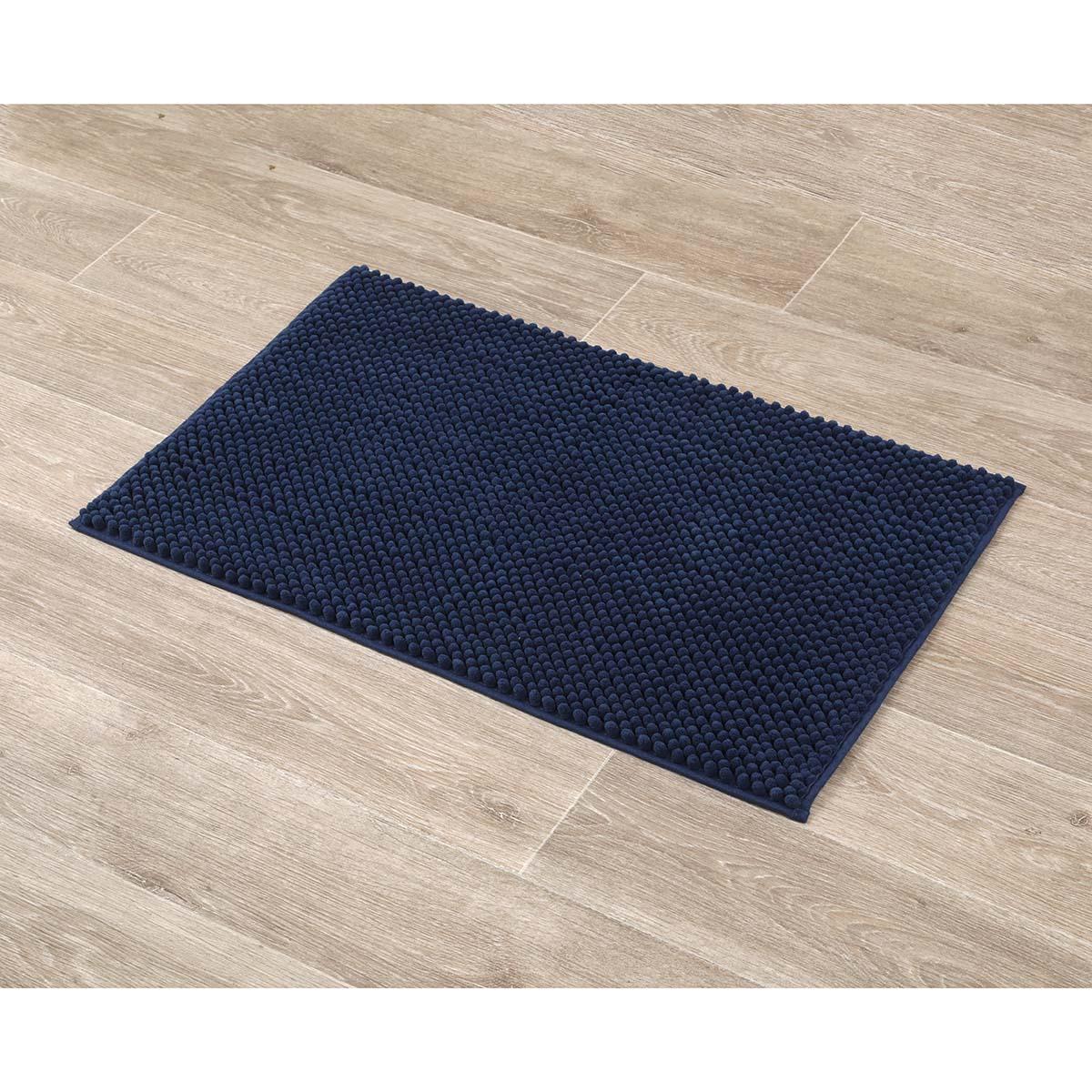 TAPIS MICROFIBRE BOULES 50X80CM BLEU MARINE