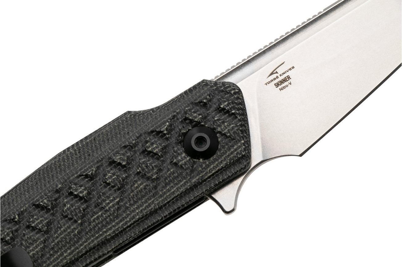 Kizer Skinner V3725A2, Stonewashed Nitro-V, Black Micarta zakmes, Maciej Torbé design