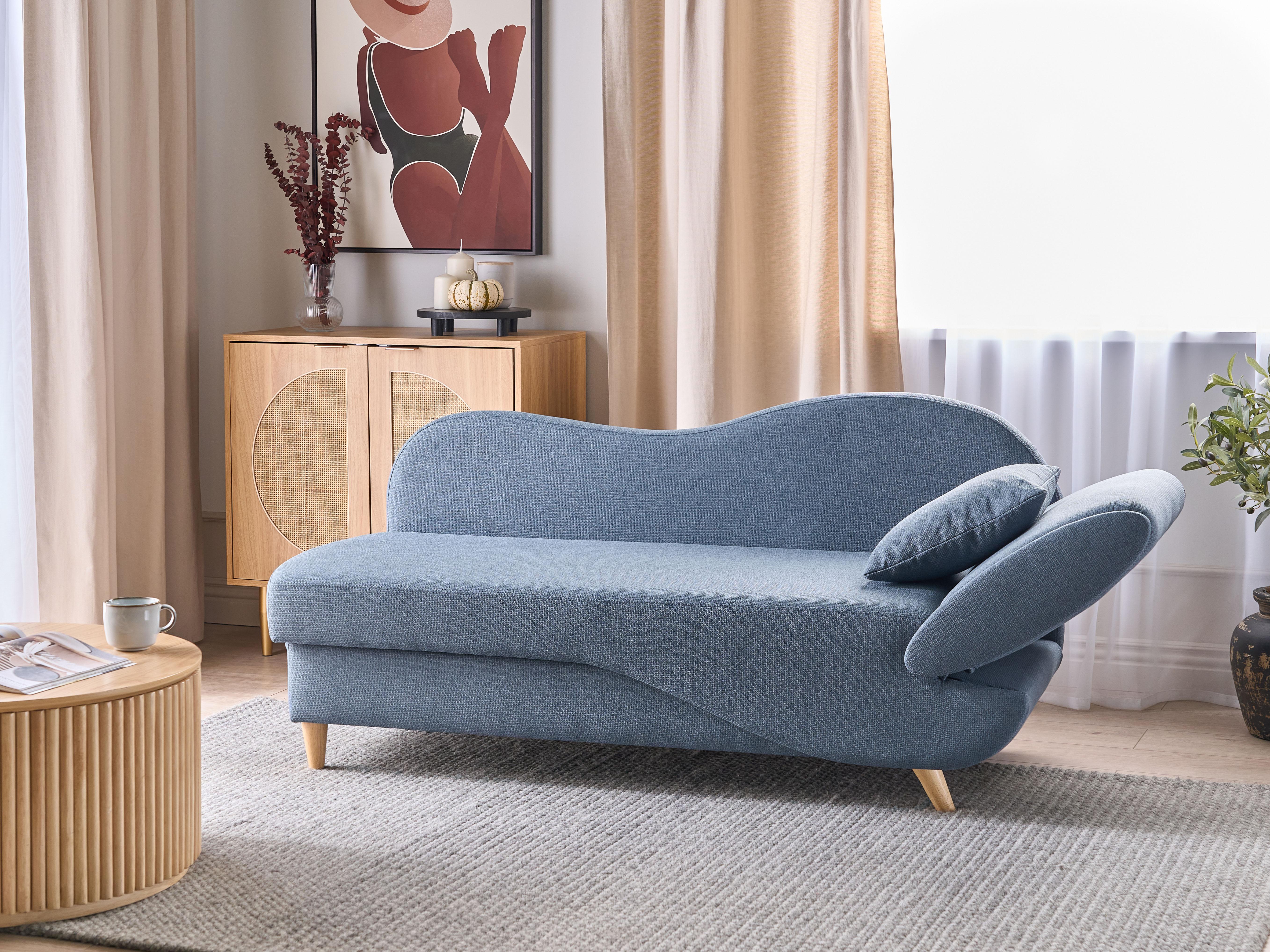 Rechtszijdige chaise longue MERI Kunstlinnen Donkerblauw met opbergruimte