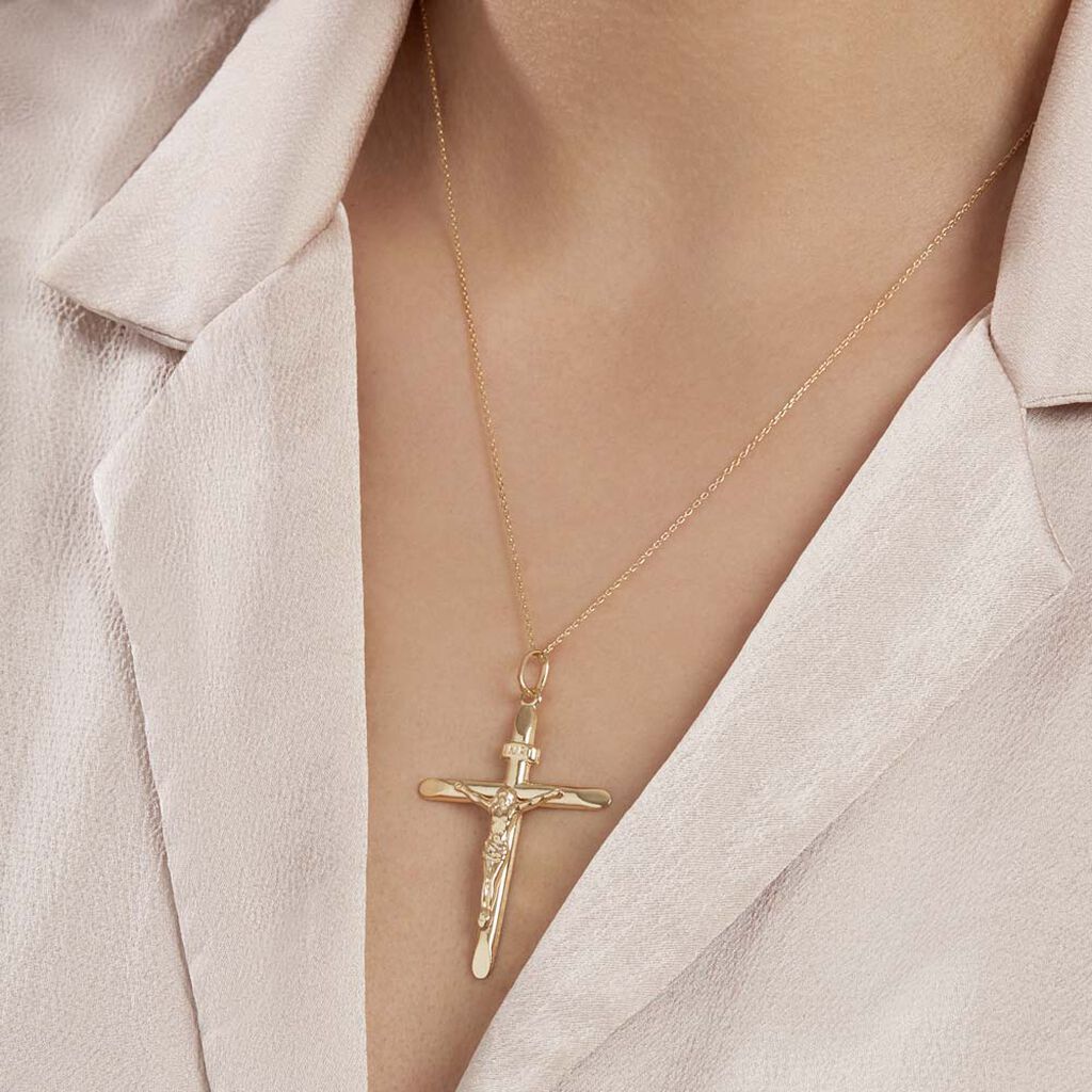 Pendentif Damian Croix Or Bicolore