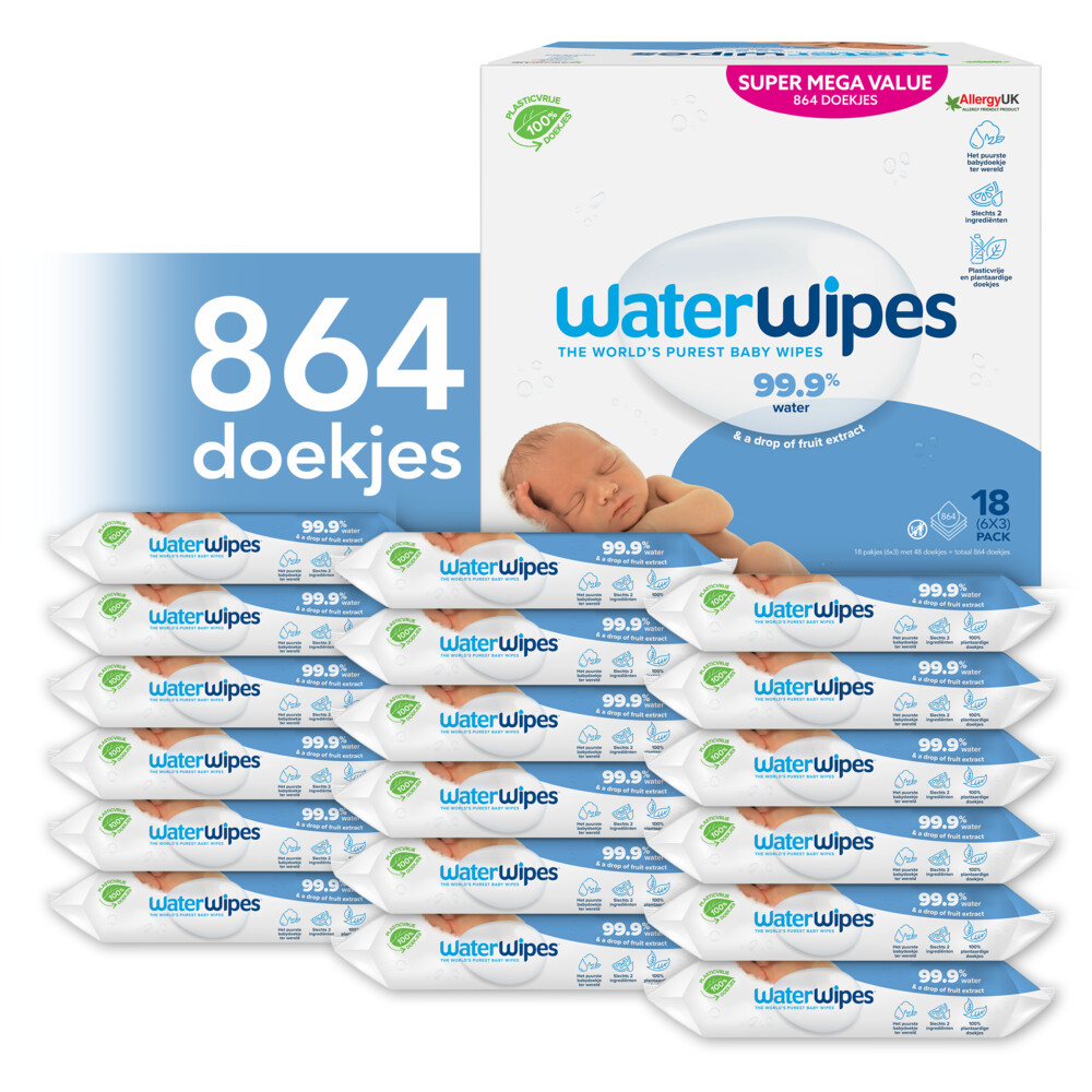 WaterWipes Billendoekjes 18x48 = 864 stuks