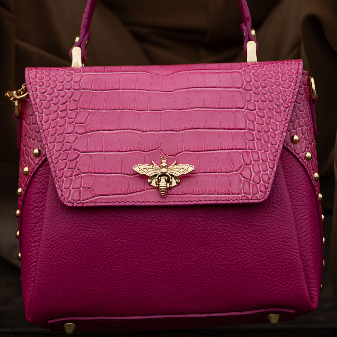 Christian Laurier Sac à main en Cuir Yasmin fushia - 22x19.5x10 cm