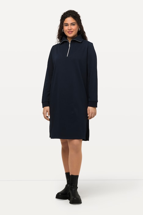 Sweatkleid, Troyerkragen, Reißverschluss, Langarm