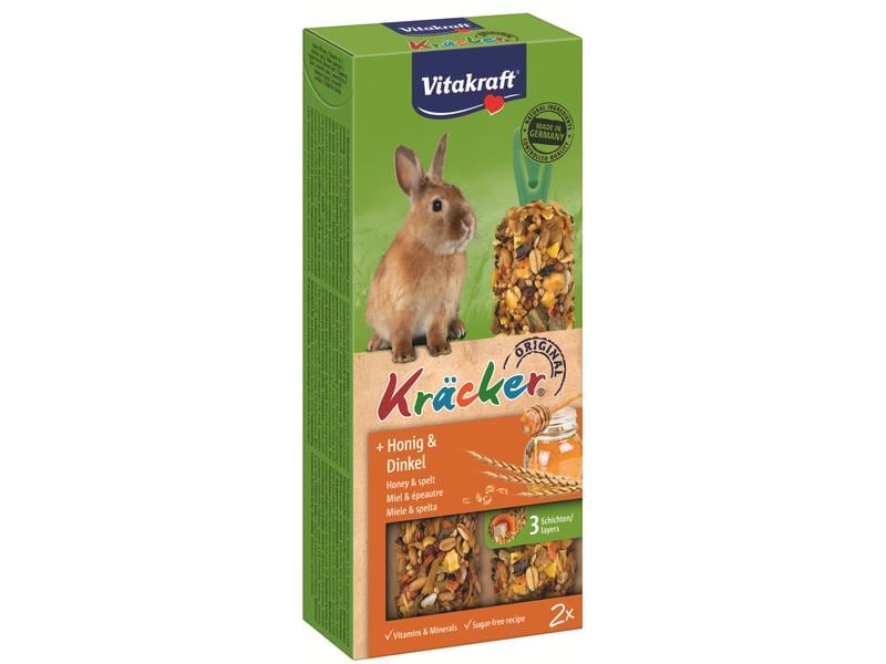 Vitakraft Snack Kräcker Honig und Dinkel, für Zwergkaninche Mischfuttermittel für Zwergkaninchen