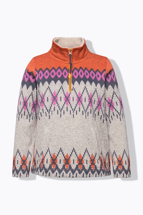Norweger-Sweatpullover, Troyerkragen, Langarm