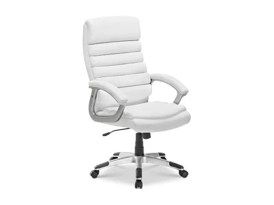 Chaise de bureau JOHN – PU blanc – Hauteur réglable 115-125 cm – Style élégant et ergonomique