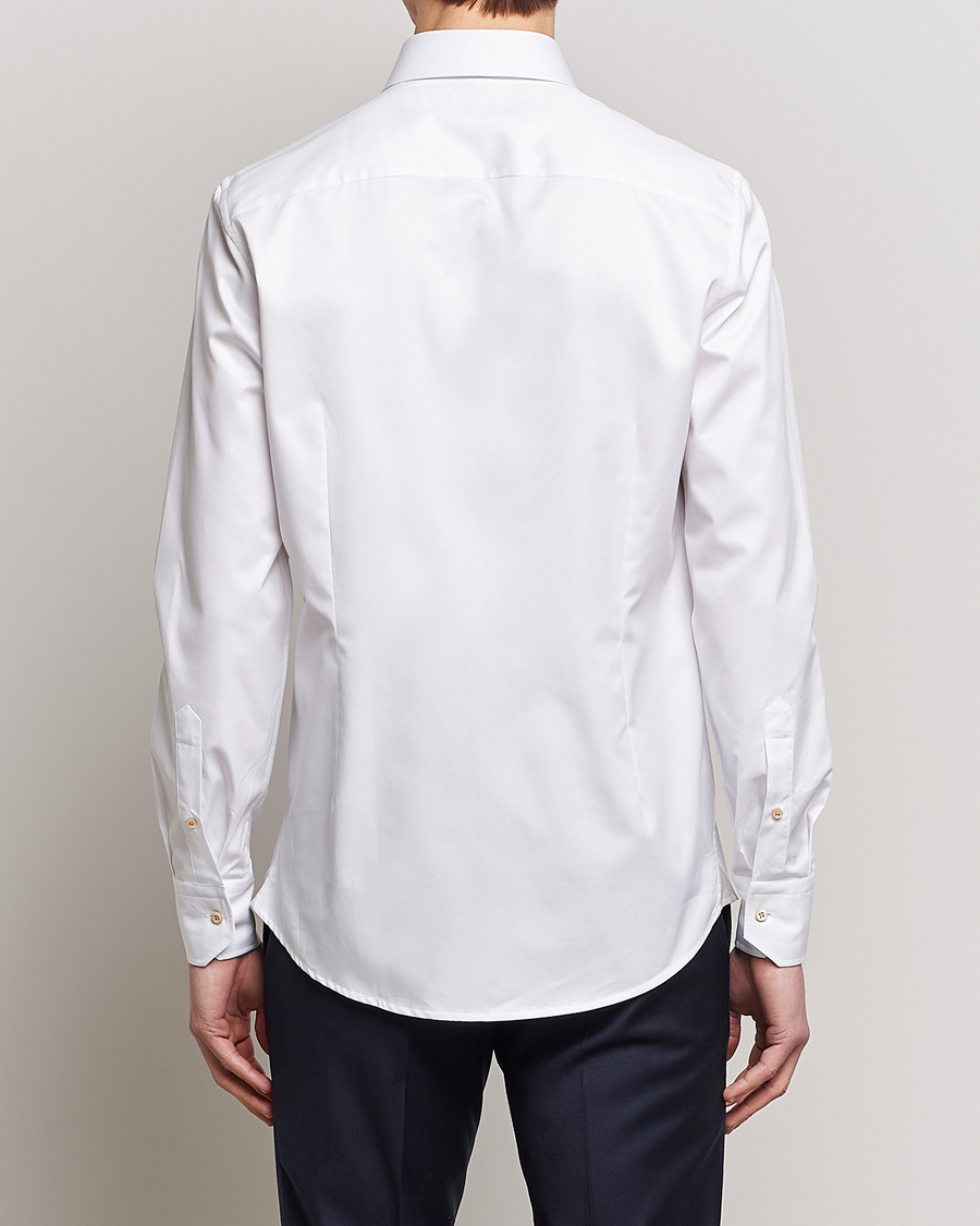 Stenströms Fitted Body Contrast Cotton Shirt White