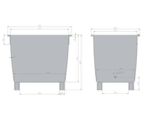 Craemer strooibak, zwart, 210 L