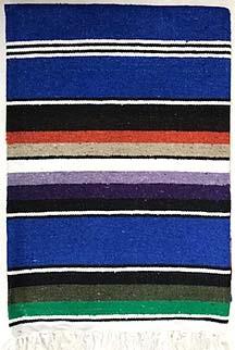 Side Shore Couverture Mex Blanket Mexicaine - Cotton Serape Charcoal