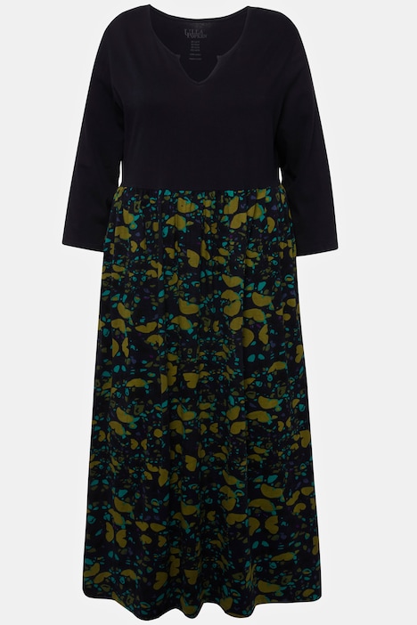 Jerseykleid, Schmetterlinge, Tunika-Ausschnitt, 3/4-Arm