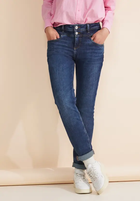 Casual Fit indigo Jeans - mid indigo random wash