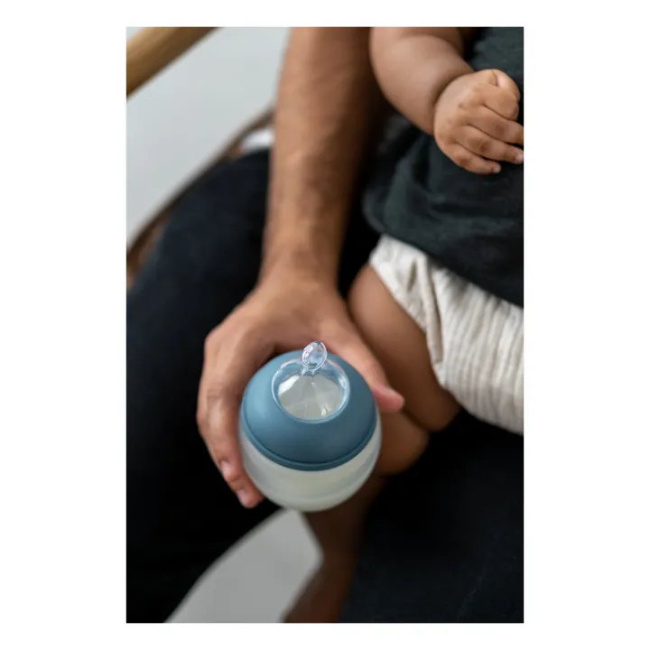 Elhée Biberon en silicone médical et tétine physiologique | Bleu gris